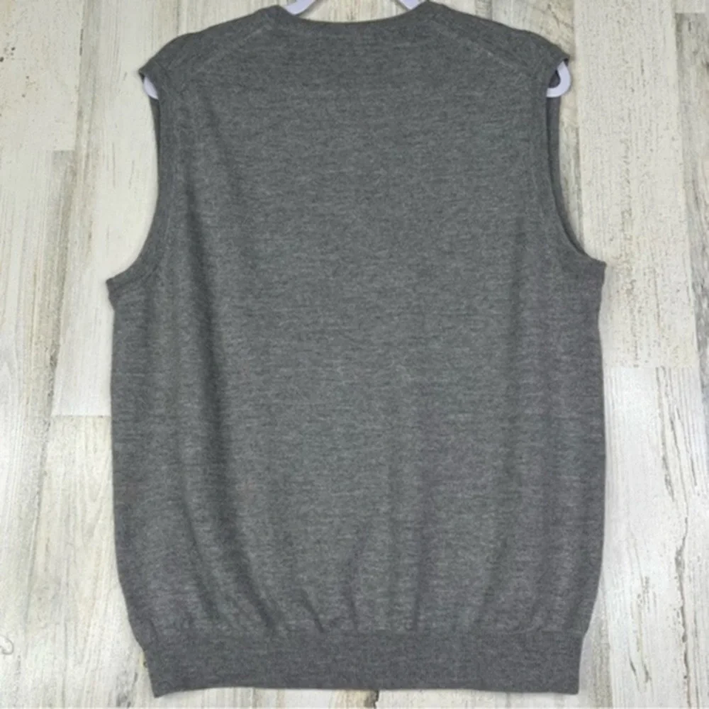 Brooks Brother Mens Extra Fine Merino‎ Wool Vest Size XL Grey V-neck